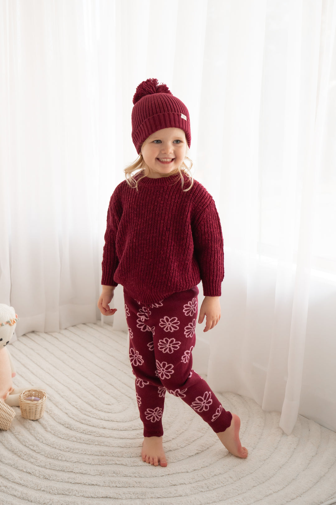 Knitted Pants - Merlot Bloom