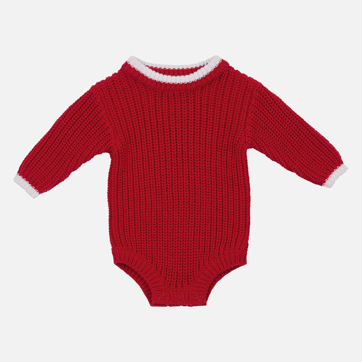 Super Chunky Knit Romper - Red