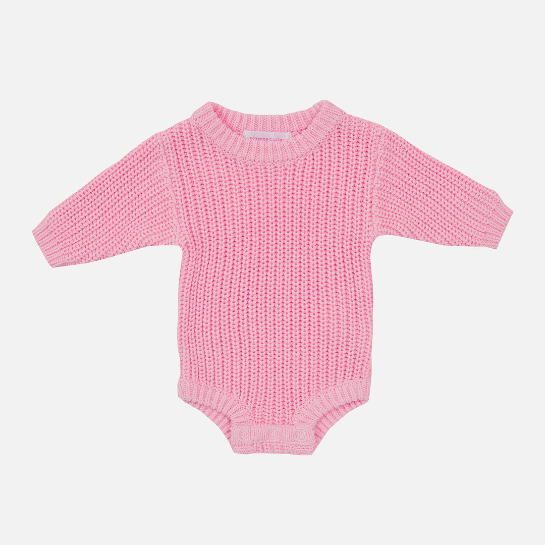Super Chunky Knit Romper - Peony Pink