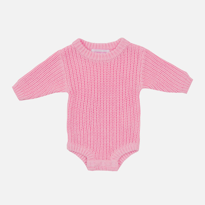 Super Chunky Knit Romper - Peony Pink