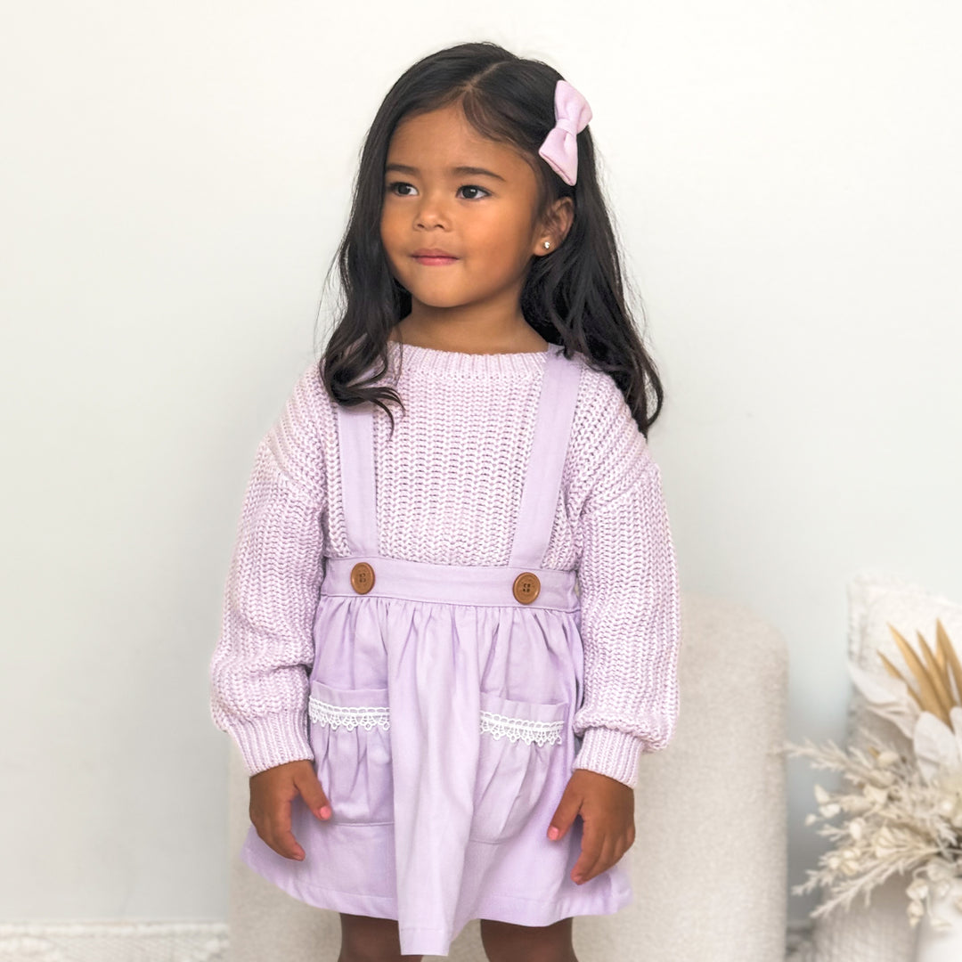 Girls Baby Purple Lilac Chunky Knit Jumper