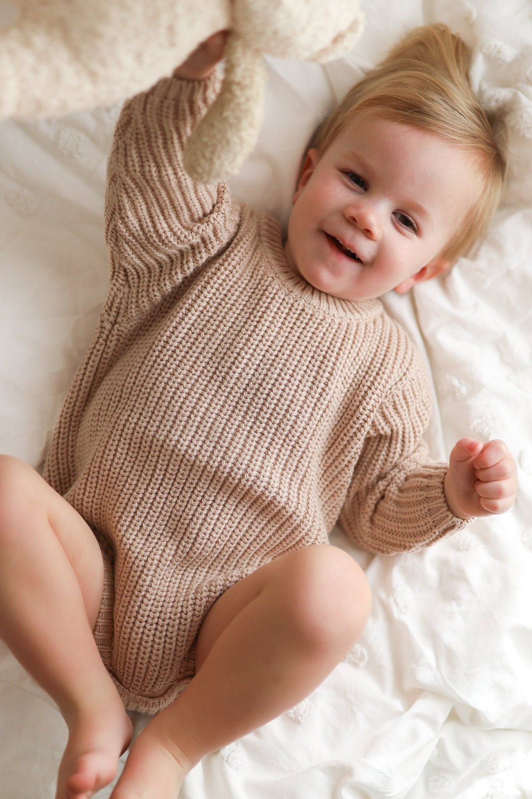 baby oat knitted long sleeve romper