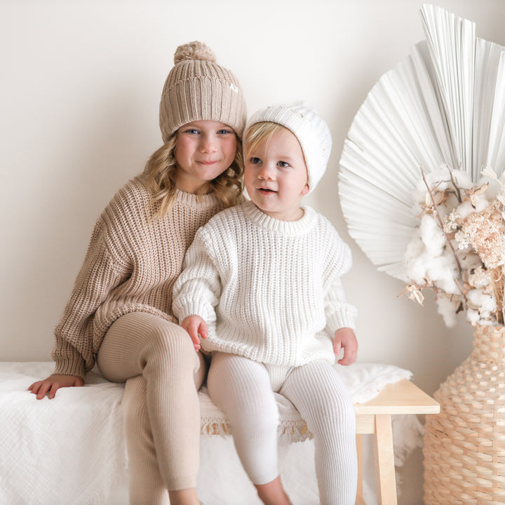 oat matching baby kids chunky knitted jumper