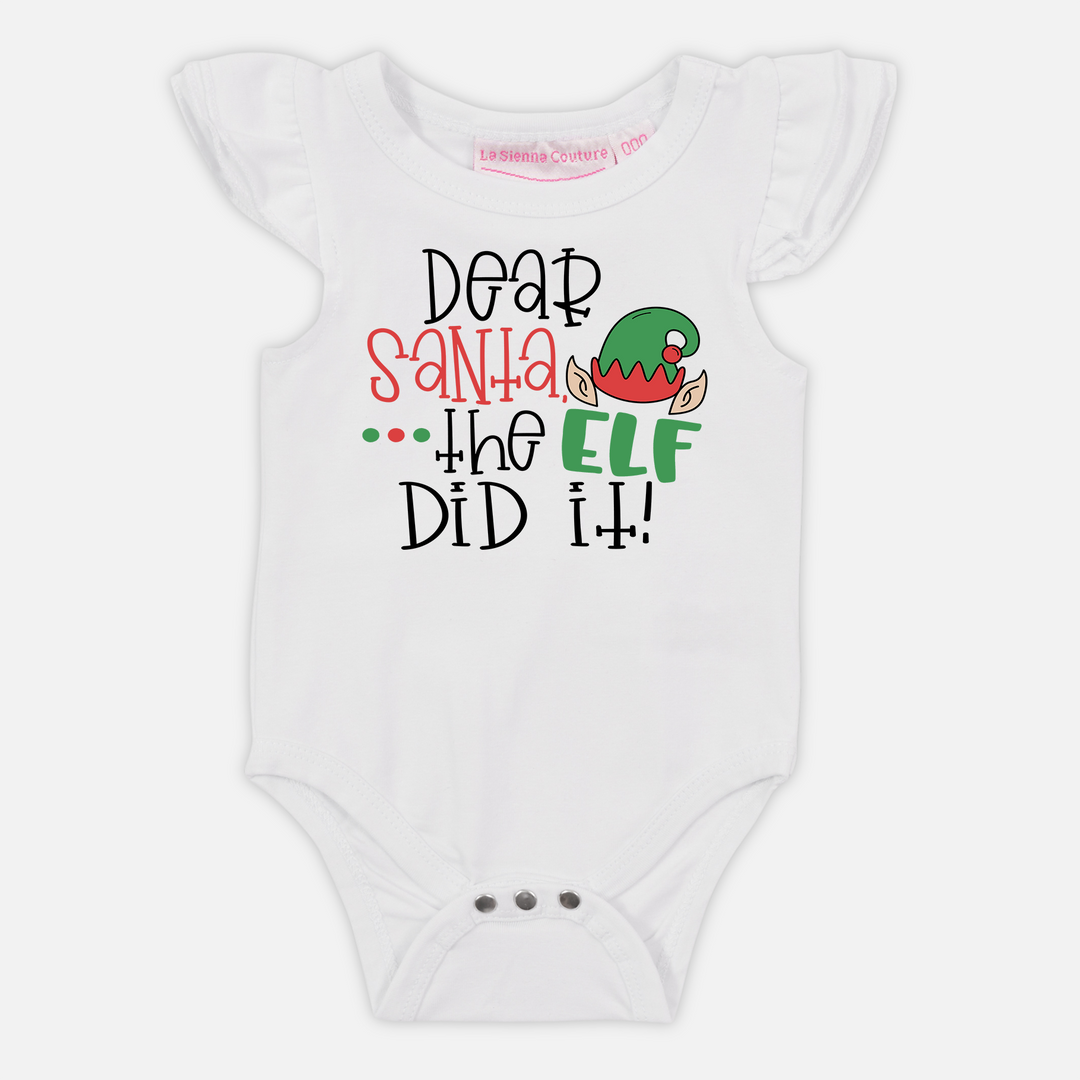 Dear Santa the Elf did it - Short Sleeve Flutter - Custom
