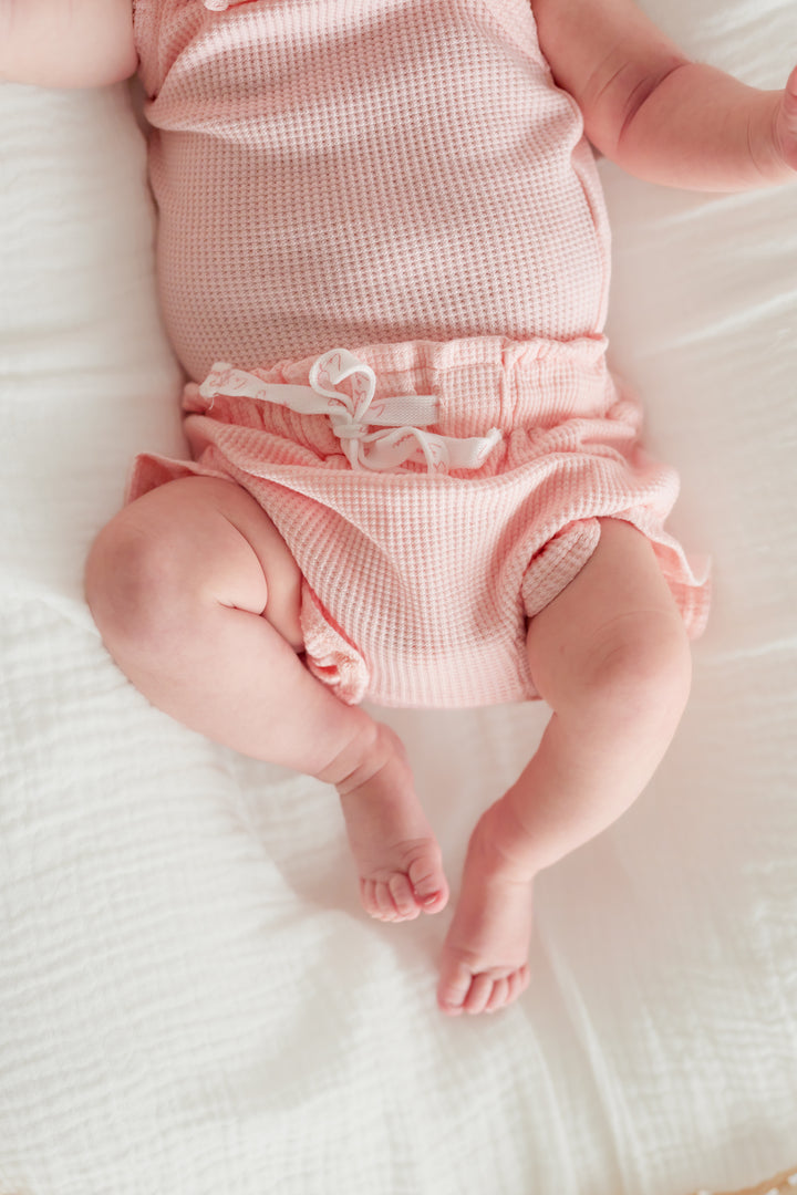 Waffle Dainty Singlet & Shorties Set - Peach Dust (Coming Soon)