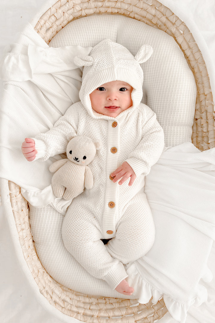 Bear Knitted Romper - Marshmallow