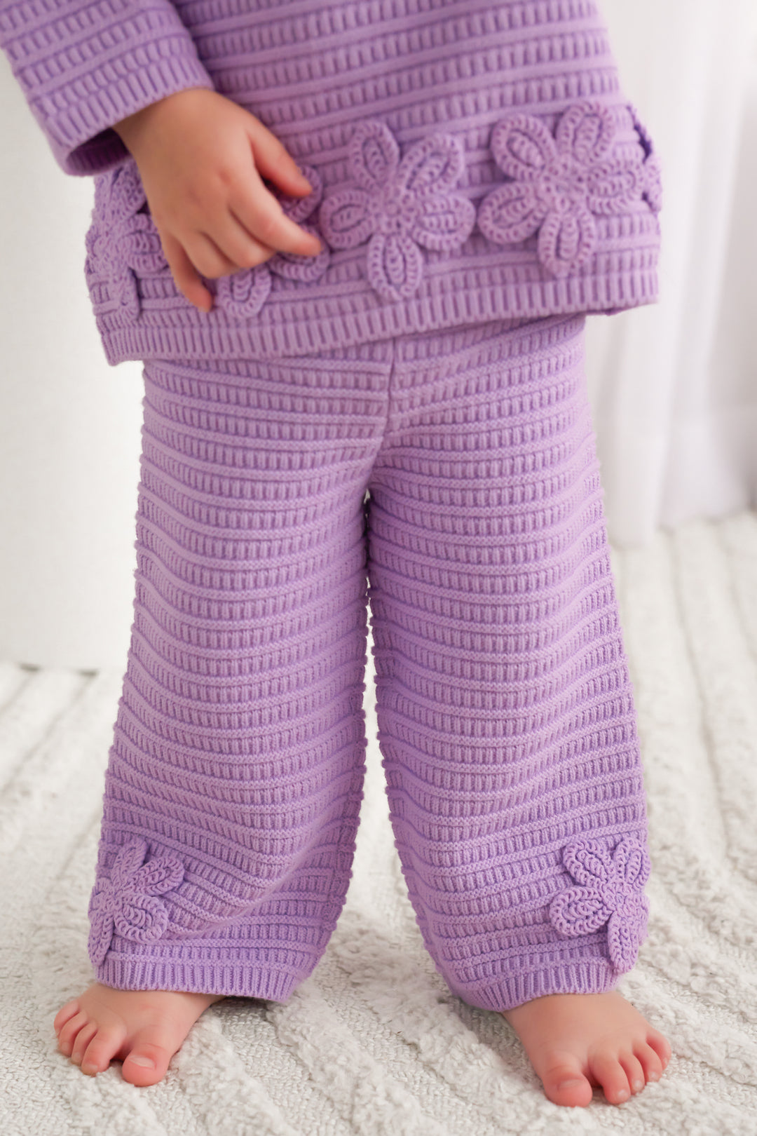 Knitted Wide Leg Pants - Wisteria