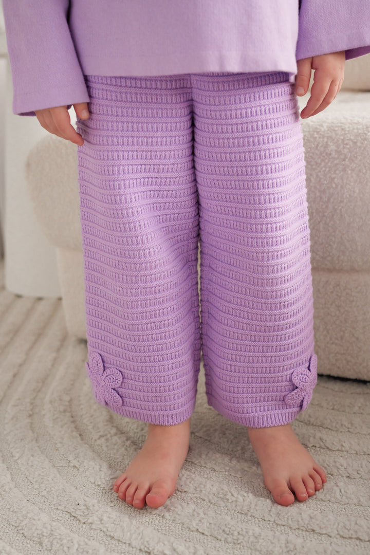 Knitted Wide Leg Pants - Wisteria