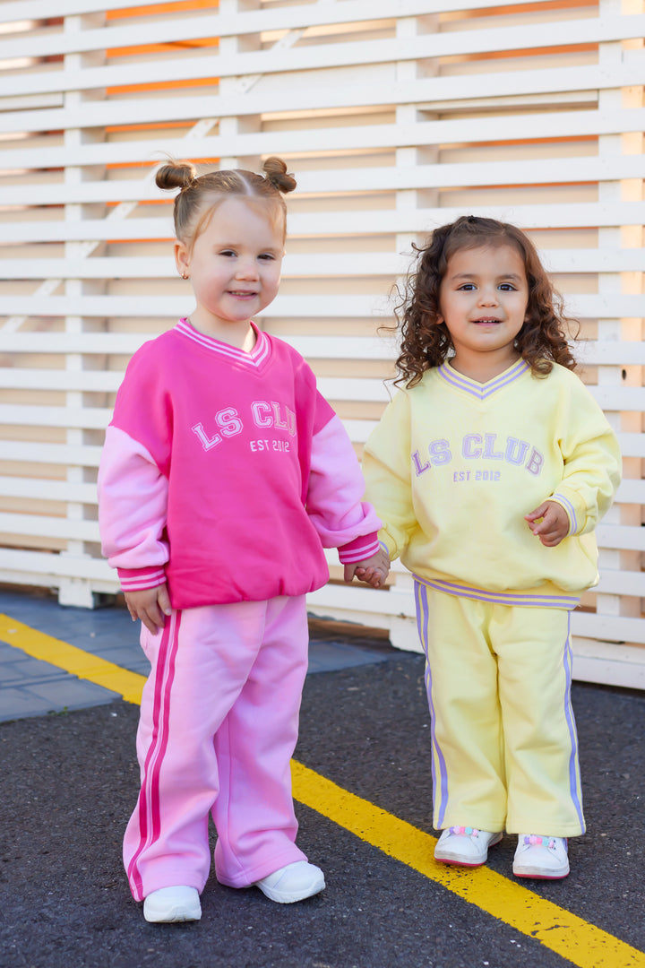 V Neck Logo Jumper - Pink