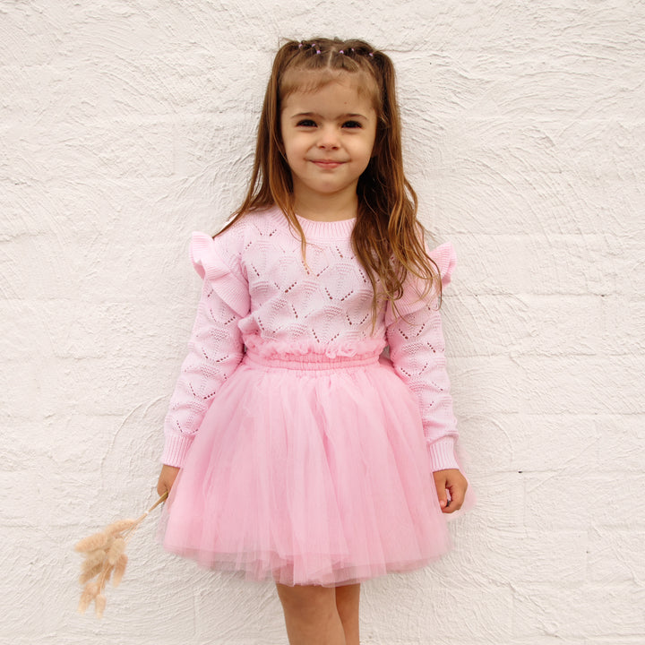 girls long sleeve pink knit top