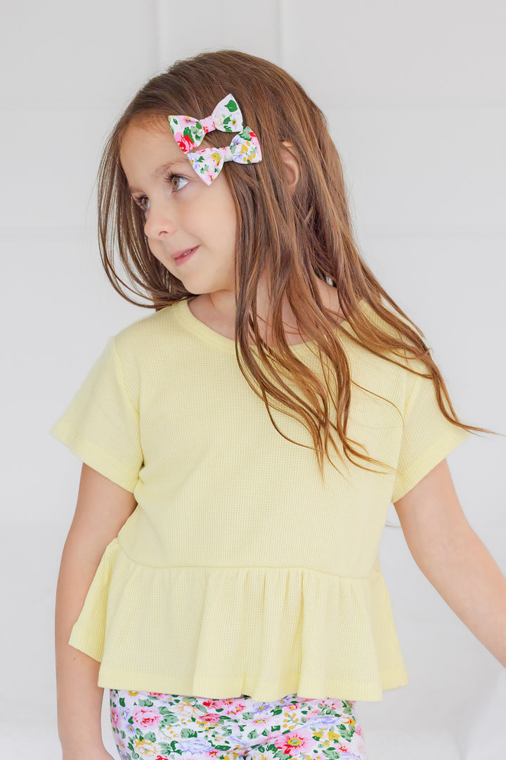 Waffle Ruffle Top - Banana