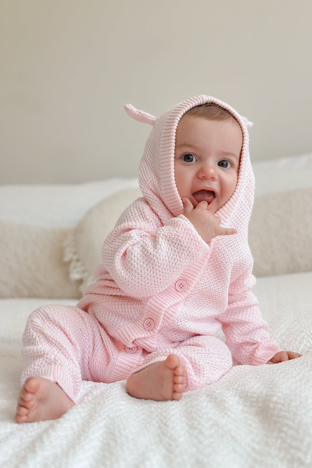 Bear Knitted Romper - Ballerina Pink