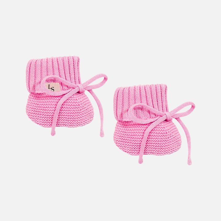 Knitted Booties - Peony Pink