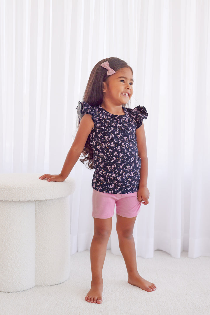 Floral Short Sleeve Flutter - Veronica