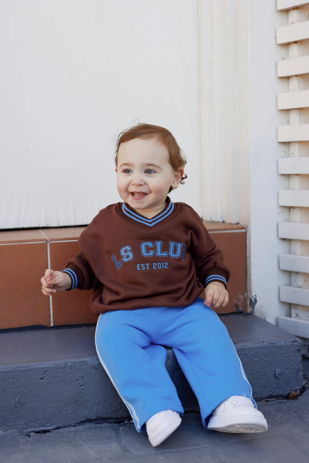 V Neck Logo Jumper - Chocolate
