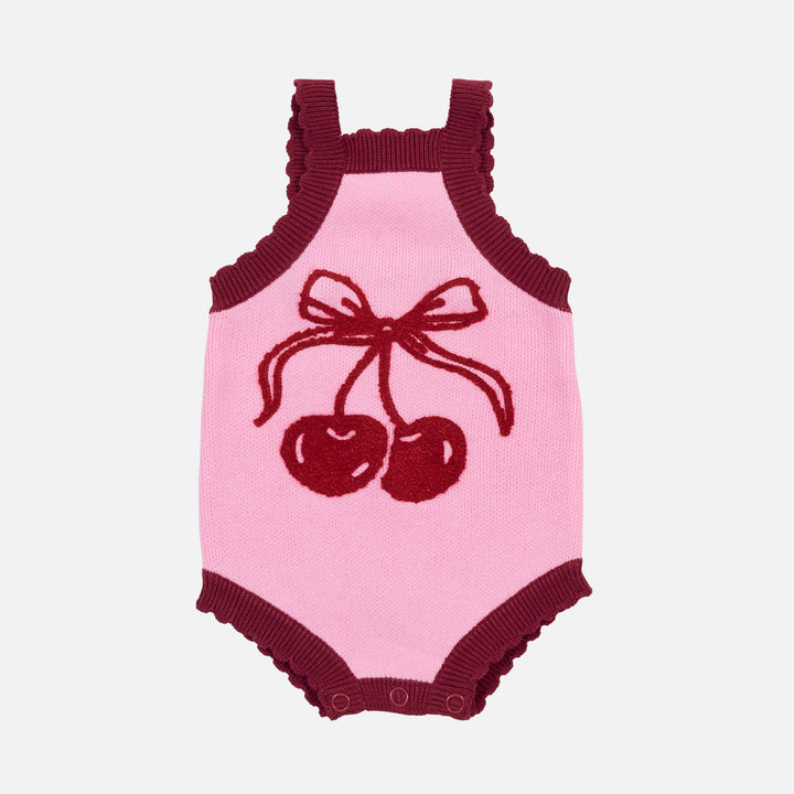 Classic Knitted Romper - Cherries