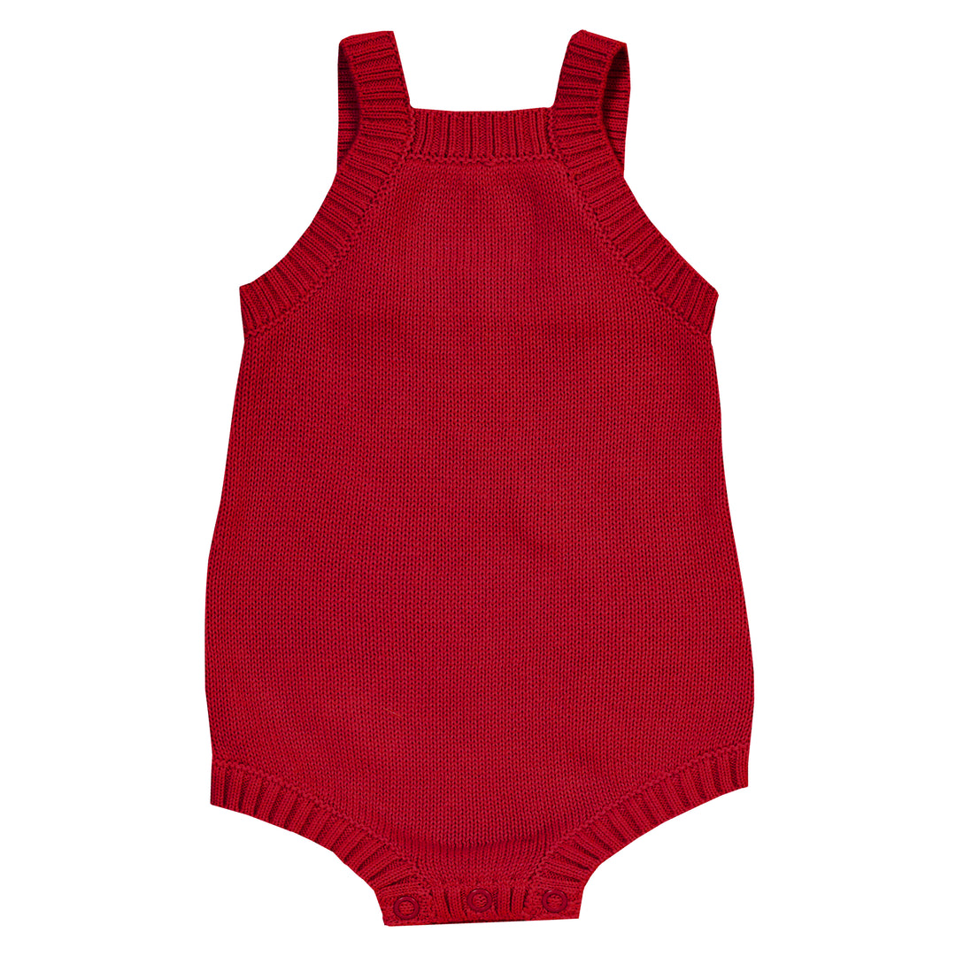 Classic Knitted Romper - Red