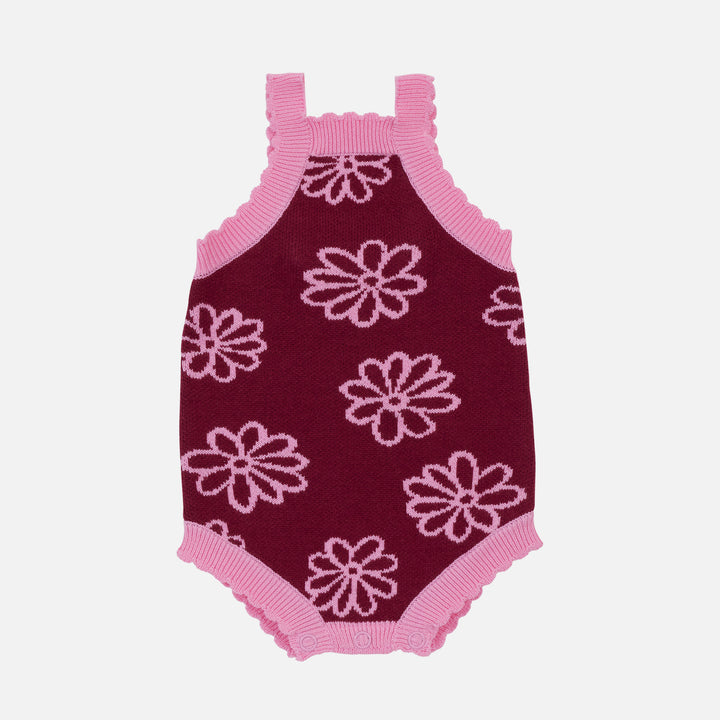 Classic Knitted Romper - Merlot Bloom