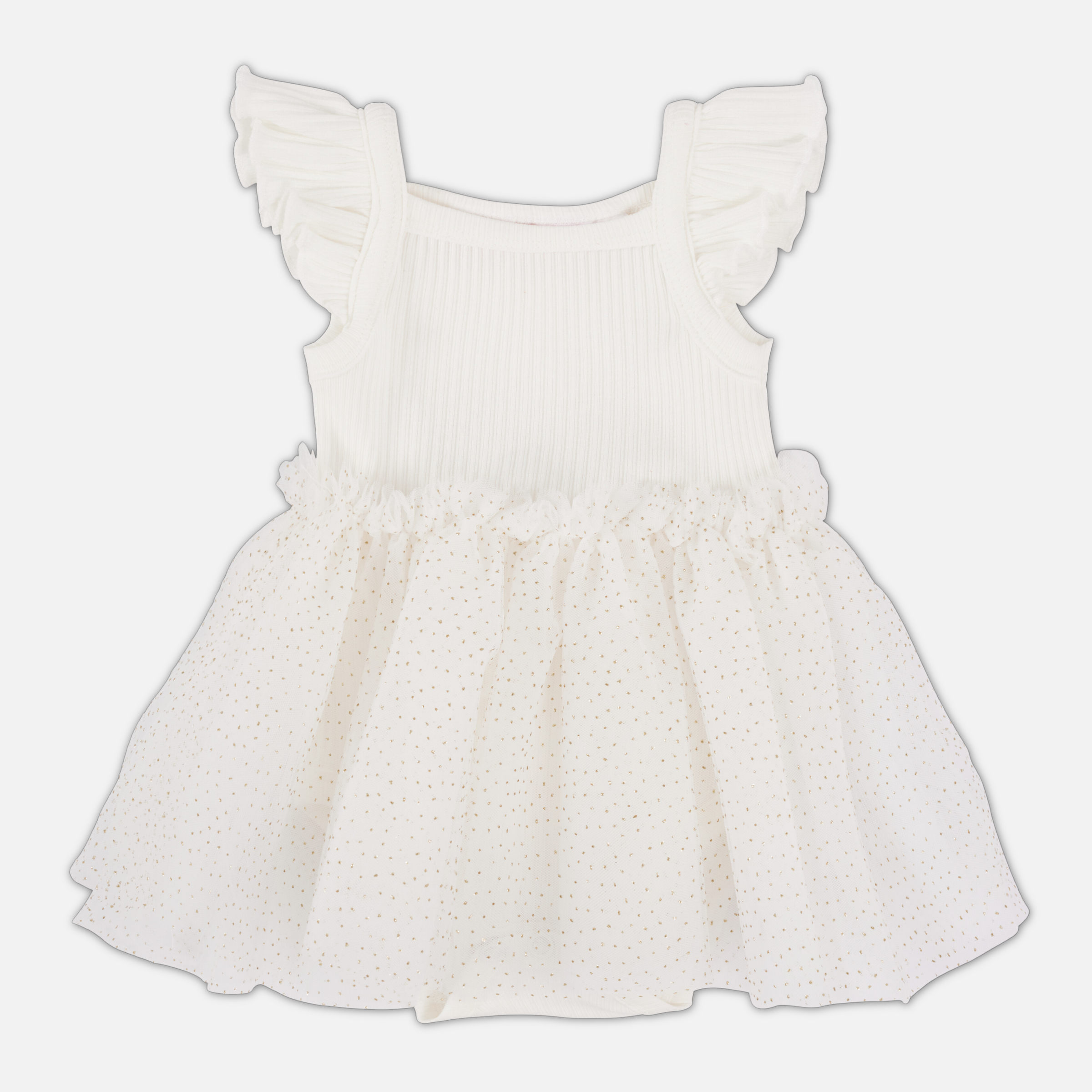 Cozy Flutter Tutu Dress - Coconut