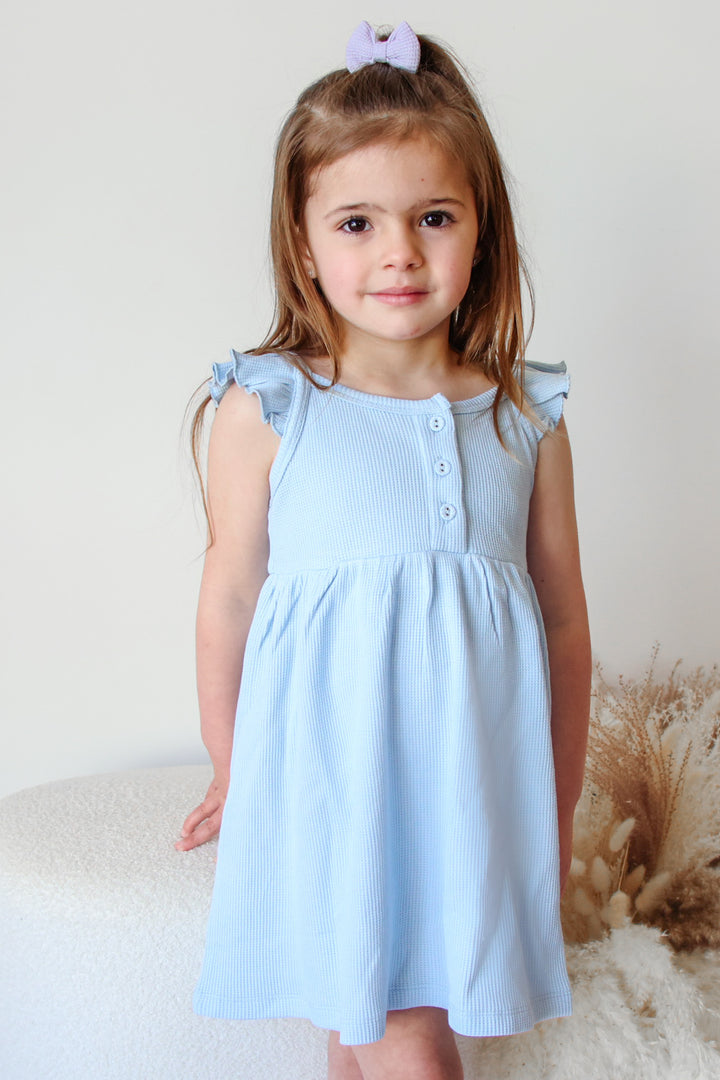 Summer Waffle Dress - Dove Blue