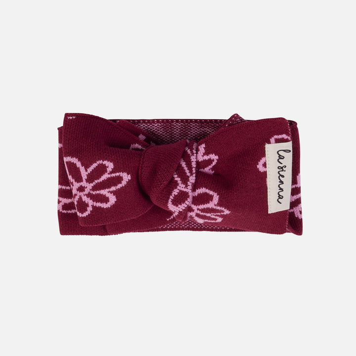 Knitted Headwrap - Merlot Bloom