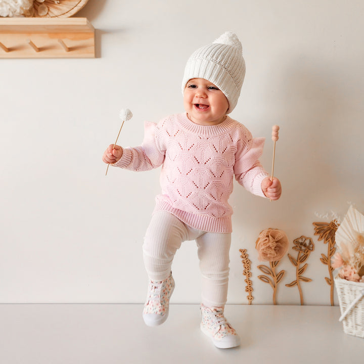 baby girls long sleeve pink knit top