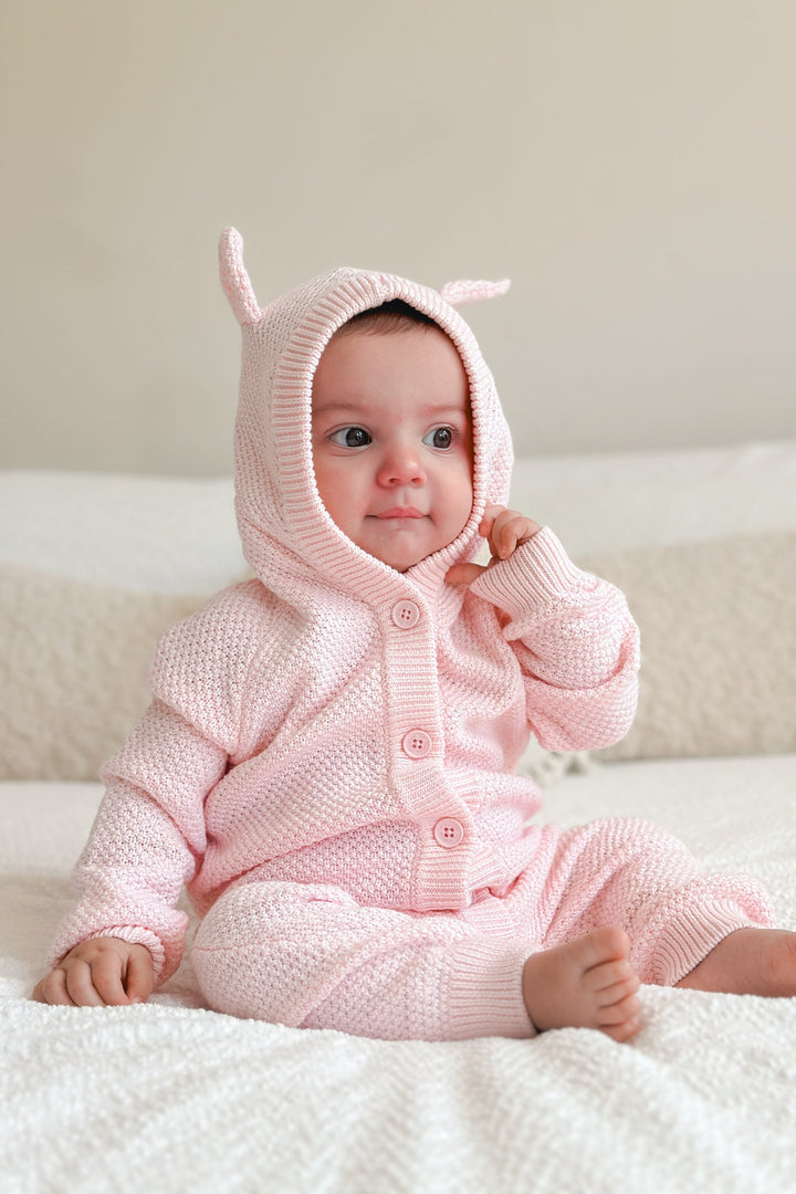 Bear Knitted Romper - Ballerina Pink