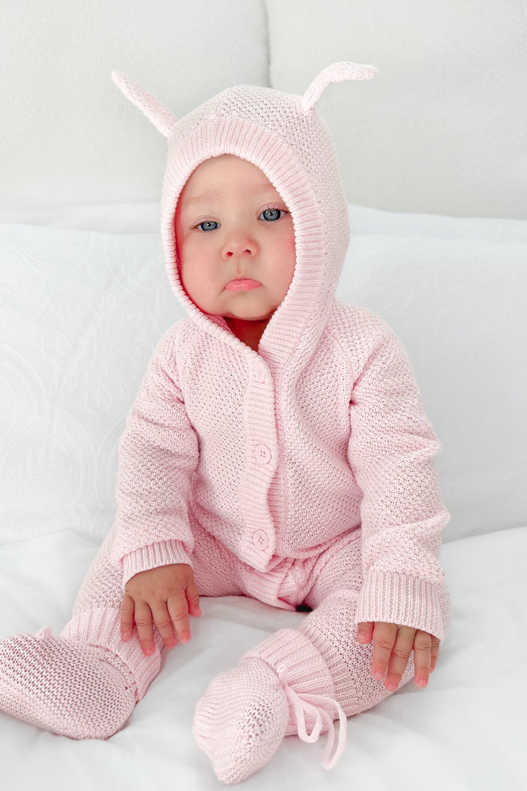 Bear Knitted Romper - Ballerina Pink