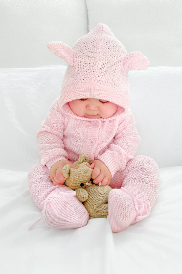 Bear Knitted Romper - Ballerina Pink