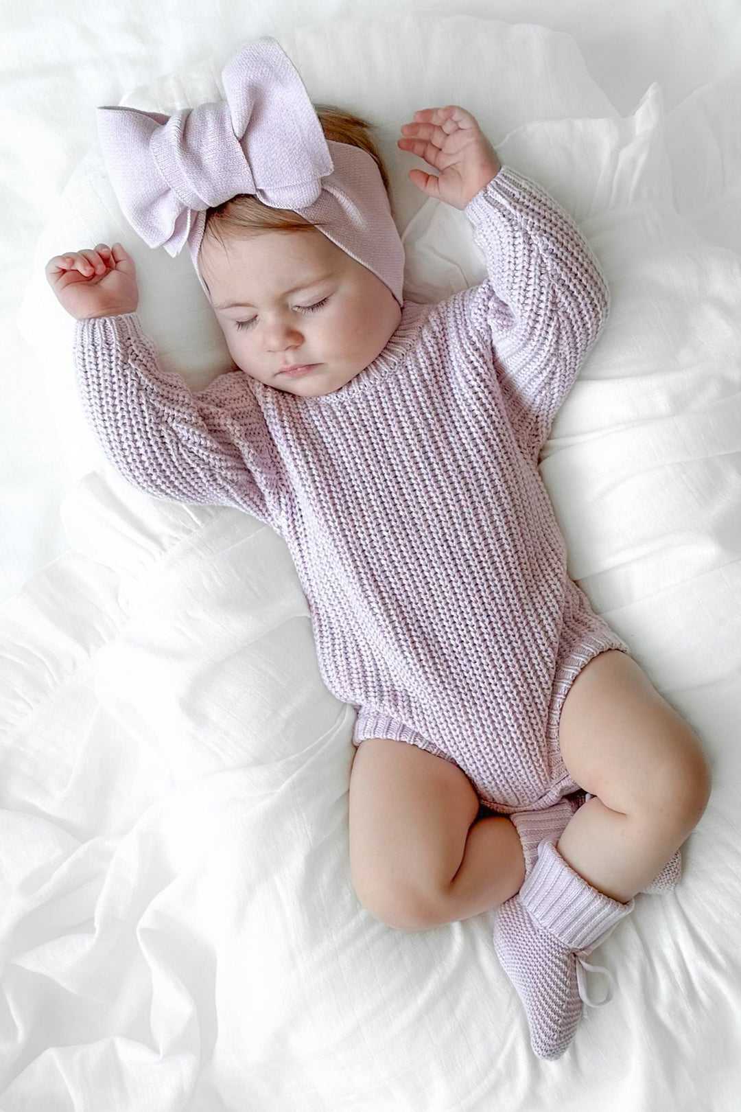 baby girls lilac knitted long sleeve romper