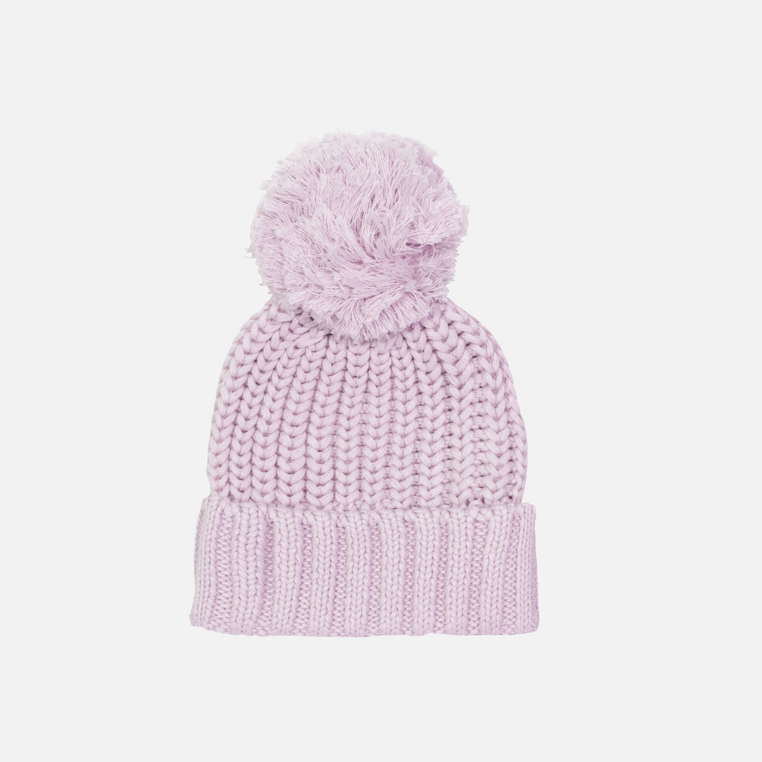 Girls lilac knitted beanie