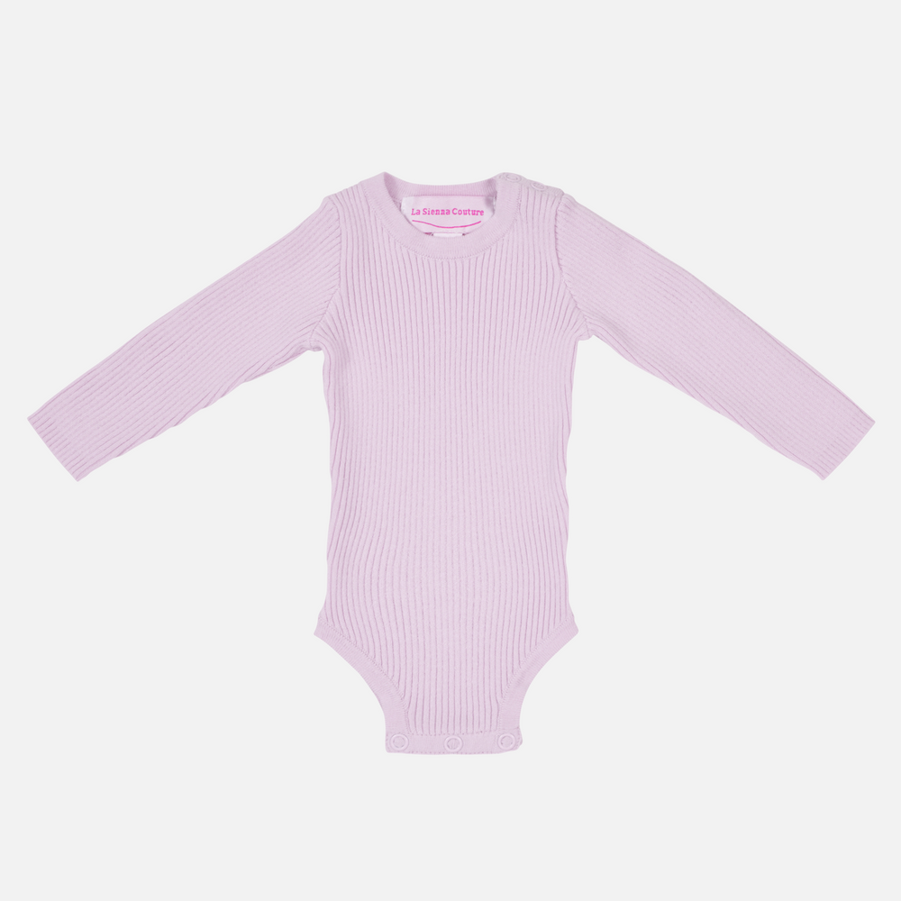 baby girls lilac long sleeve knitted bodysuit