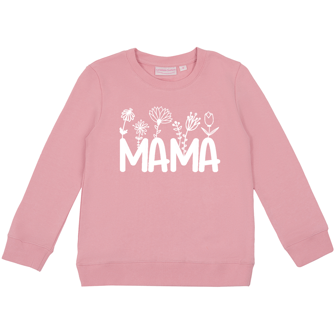 Personalised Mummy Crew Neck - Mama W/ Flowers - Pink