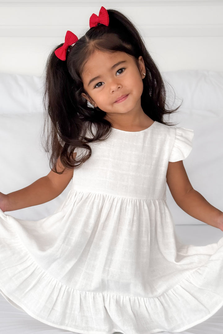 Muslin Summer Ruffle Dress - Coconut