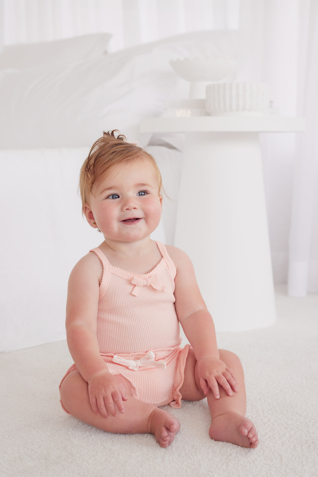 Waffle Dainty Singlet & Shorties Set - Peach Dust (Coming Soon)
