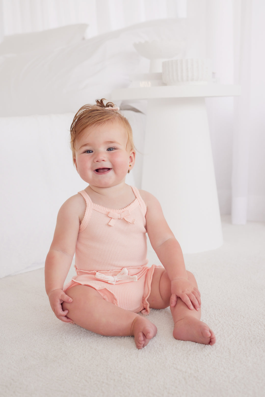 Waffle Dainty Singlet & Shorties Set - Peach Dust (Coming Soon)