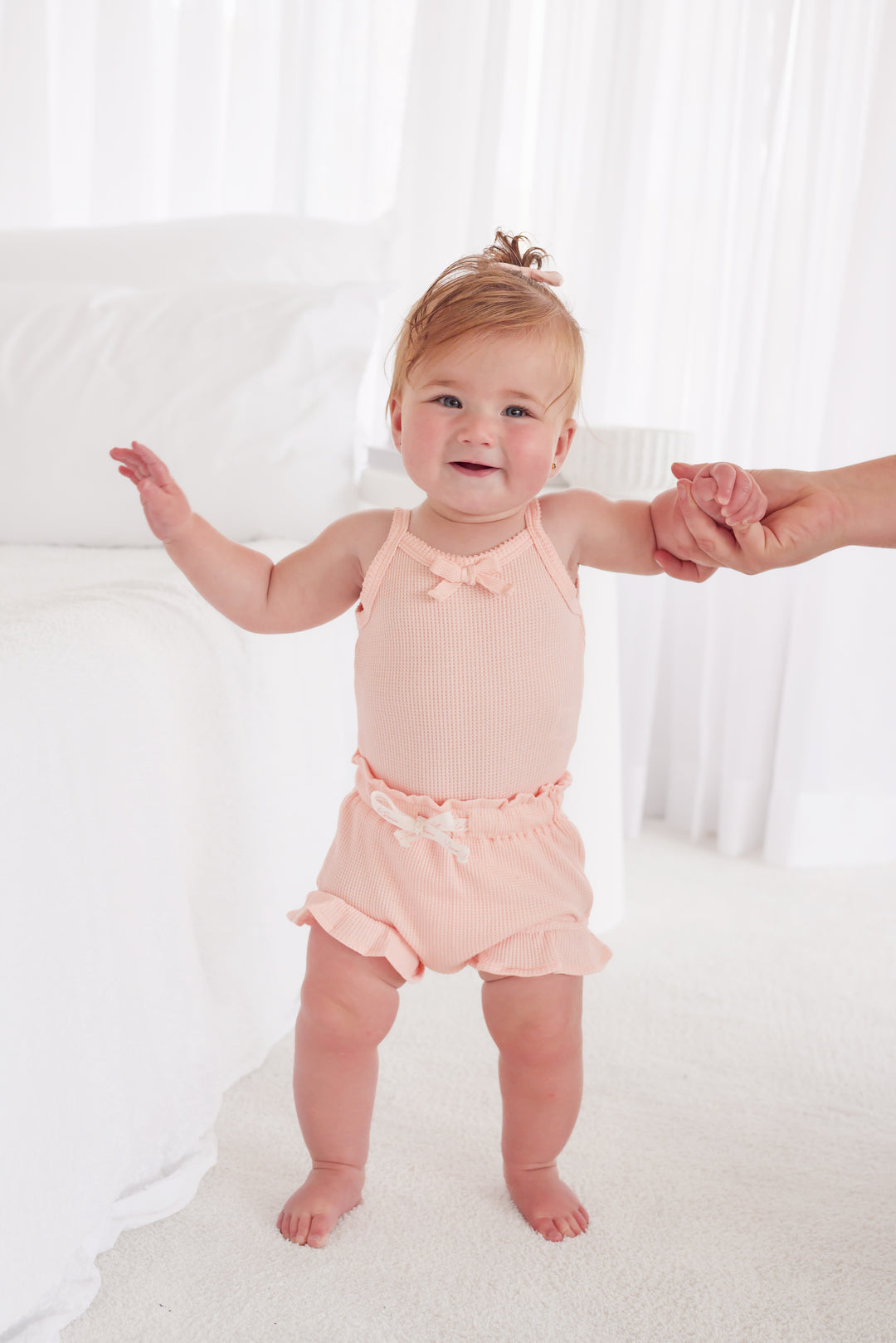 Waffle Dainty Singlet & Shorties Set - Peach Dust (Coming Soon)