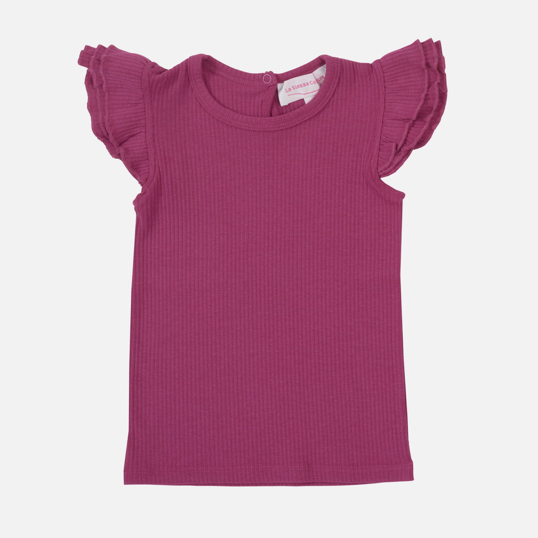 Cozy Short Sleeve Flutter - Raspberry