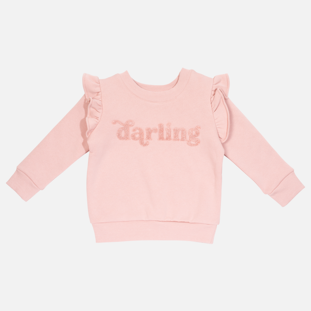 girls rosewood jumper with darling text