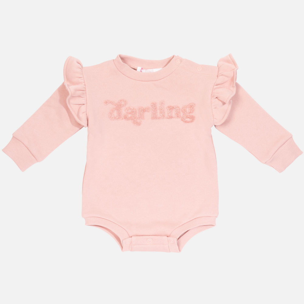 baby girl rosewood romper with darling text