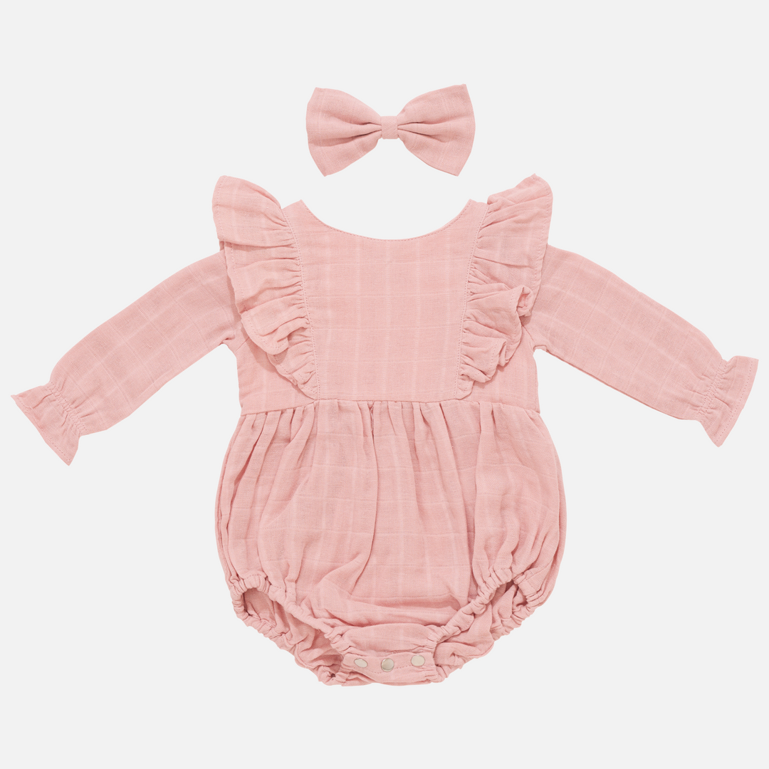 Muslin Frill Romper - Rosewood