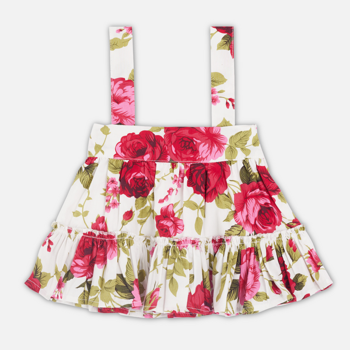 Ruffle Suspender Skirt - Ruby