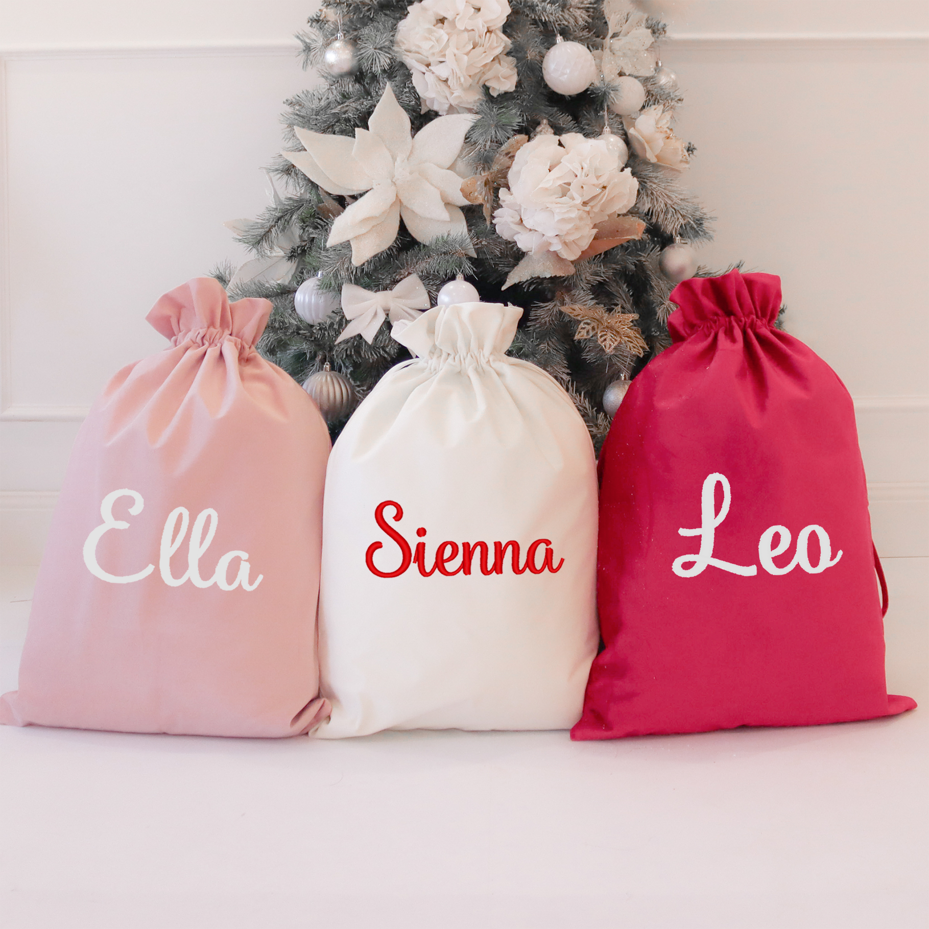 Embroidered Velvet Santa Sack - Custom Name