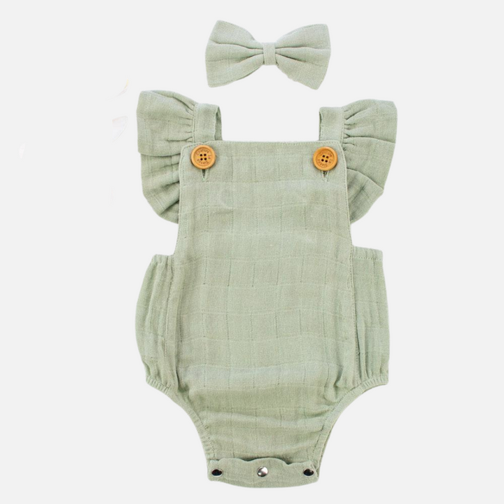 Muslin Button Romper - Sage