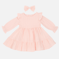 Muslin Ruffle Dress - Peach Blossom