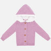 Fur Hood Knitted Cardigan - Deep Orchid