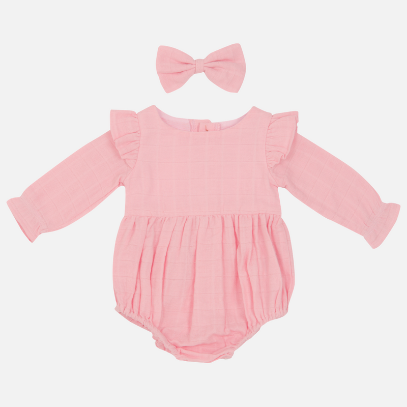 Muslin LS Bubble Romper - Primrose Pink
