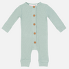 Waffle Long Sleeve Louie Romper - Seafoam