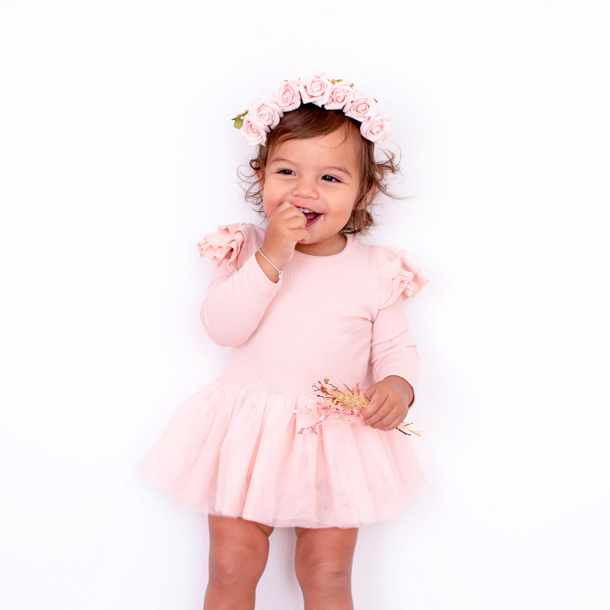 Cozy LS Tutu Dress - Vintage Pink