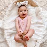 Alfie Waffle Romper - Antique Rose